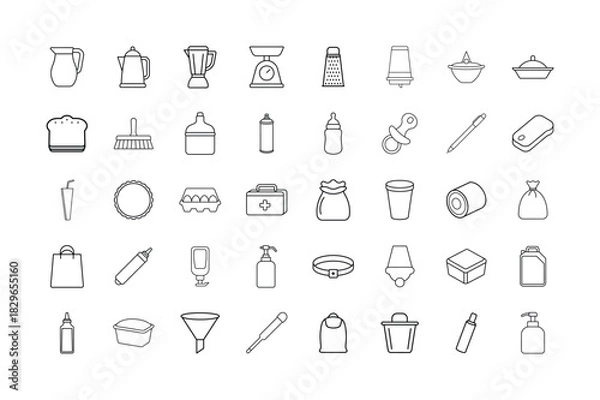 Obraz Universal Minimal Outline Vector Icon Set