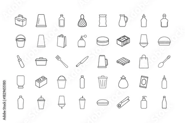 Obraz Universal Minimal Outline Vector Icon Set