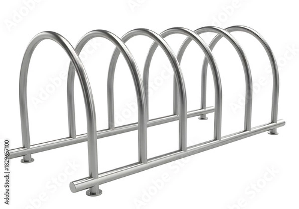 Obraz Modern silver metal bicycle rack for multiple bikes isolated on transparent background