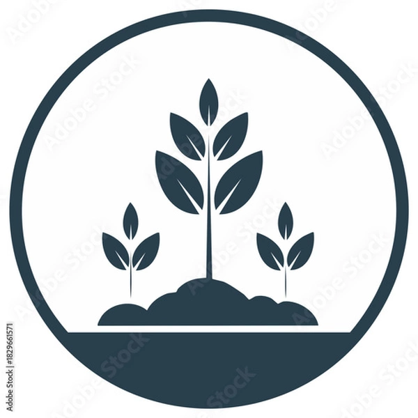 Obraz Growing saplings in soil vector icon for ecology agriculture and new life concepts