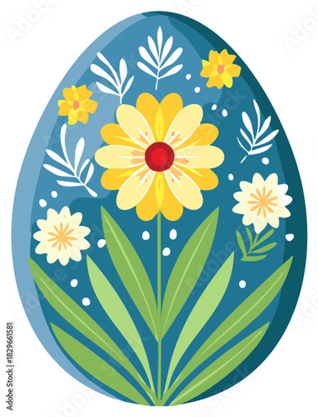 Obraz Decorative Easter Egg with Floral Pattern, Traditional Ukrainian Pysanka Design, Vibrant Colors, Springtime Holiday