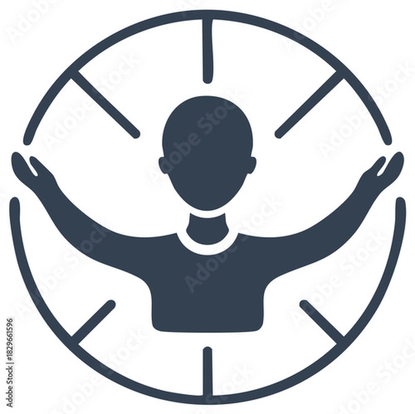 Obraz Abstract vector illustration of a person with outstretched arms in a target