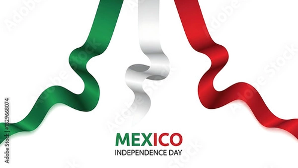 Obraz Mexican flag ribbons and independence day text mexico
