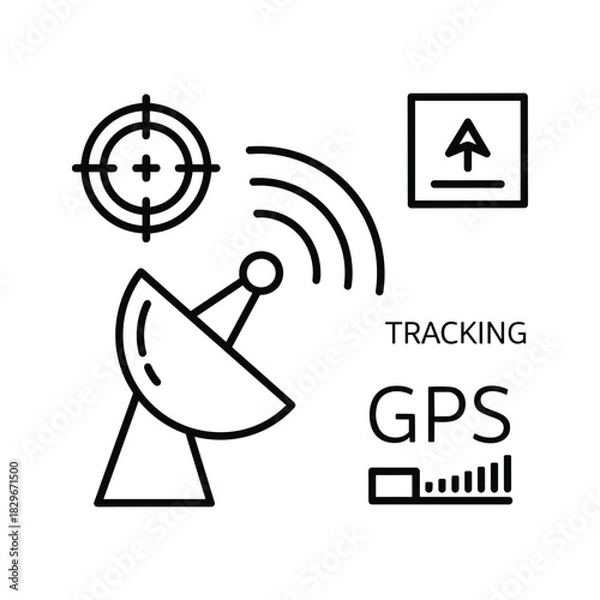 Fototapeta Gps tracking and satellite communication outline icon set, location pinpointing, signal transmission symbol