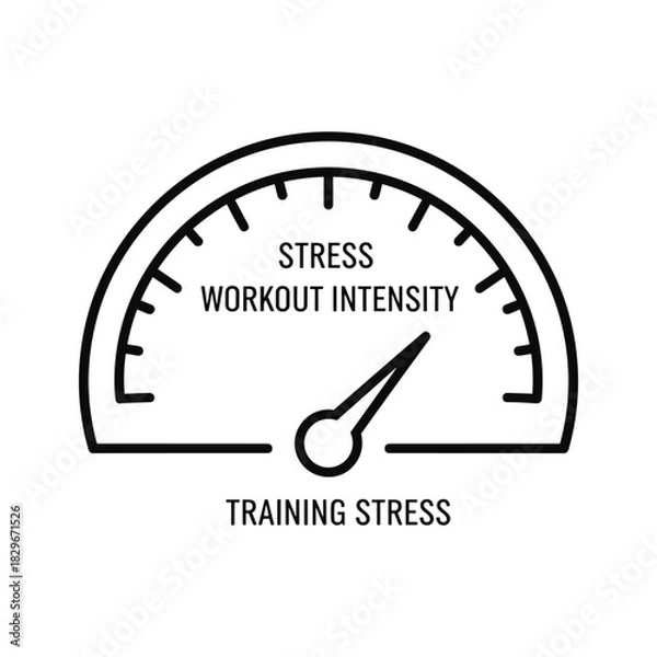 Fototapeta Gauge showing stress and workout intensity levels, with needle pointing to training stress indication concept