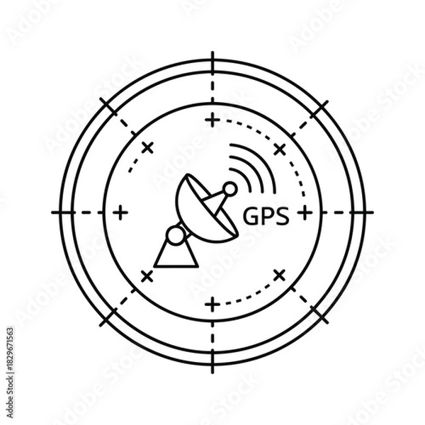 Fototapeta Global positioning system satellite communication icon for navigation and precise location tracking services technology