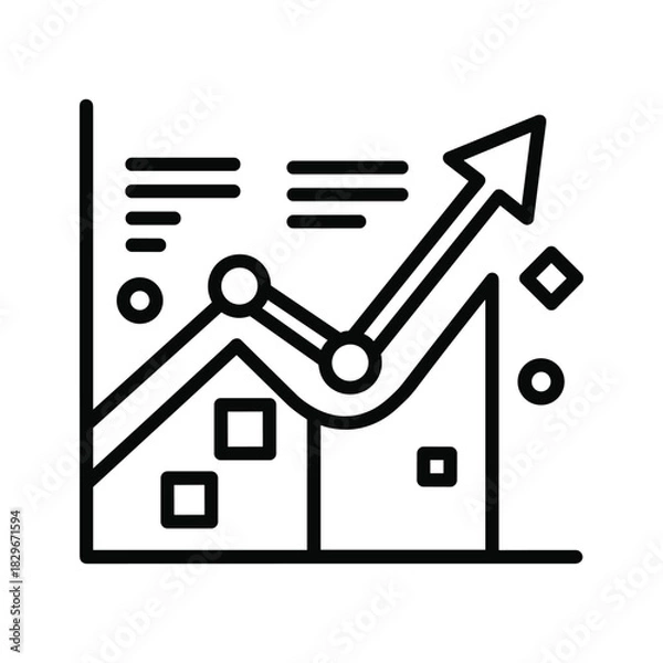 Fototapeta Real estate market growth icon, illustrating increasing property values, investment success, and financial trend.