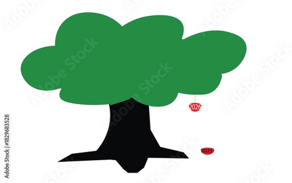 Fototapeta vector tree with green leaves