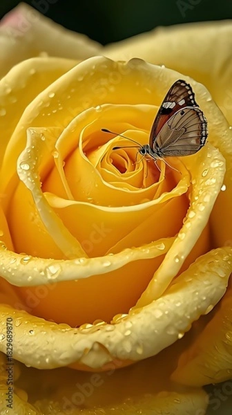 Fototapeta ผีเสื้อและดอกไม้สีเหลือง