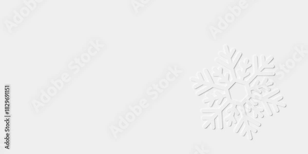 Fototapeta Snowflake shape offset on white background with copy space, winter, new year or christmas background
