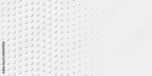 Fototapeta Horizontal white wave rows of circles or cylinders geometry background wallpaper banner, size fading out to the right with copy space