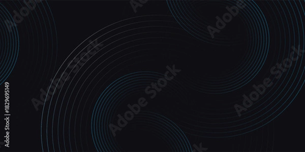 Fototapeta Blue abstract background with circular lines, technology futuristic template. Vector element; illustration