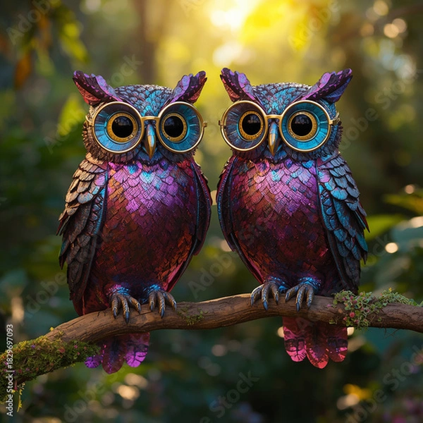 Fototapeta owl on a tree branch