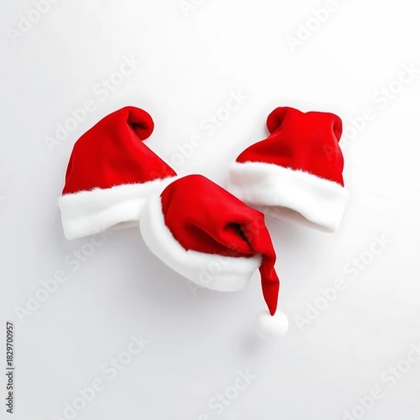 Fototapeta Red Santa hats isolated on transparent background