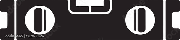 Obraz Black spirit level vector tool for measuring horizontal and vertical alignment in construction and DIY projects