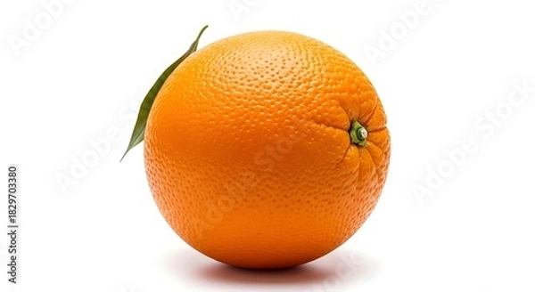 Obraz Fresh Orange Fruit with Green Leaf Isolated.