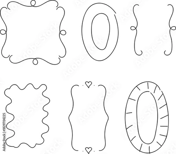 Obraz Hand-drawn decorative frames set on white background