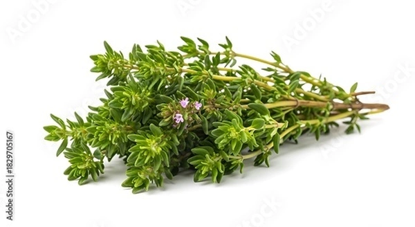 Obraz Fresh Thyme Herb Sprigs with Tiny Purple Flowers.