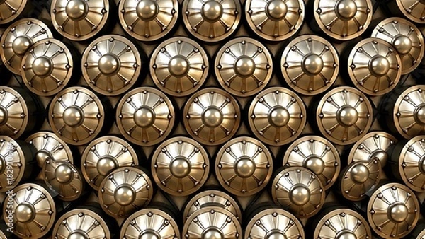 Fototapeta shields. A geometric pattern of Roman shields with metallic reflections in minimalist architectural style. real-estate listings.