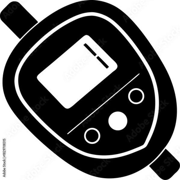 Obraz Glucose meter with heart shape display silhouette vector black , white background