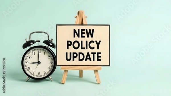 Fototapeta Time to Update Your Policies Now! New Regulations & Compliance Deadlines Coming Fast With This Timely Business Reminder Displayed on an Easel