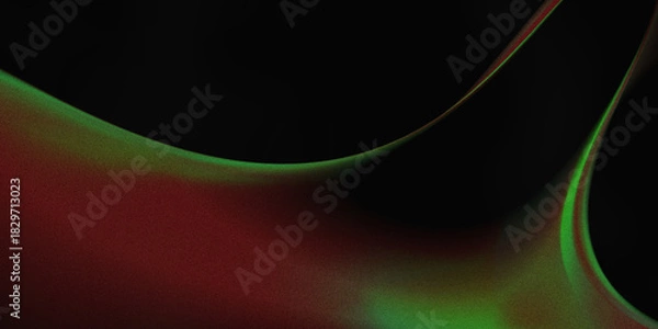 Fototapeta  black abstract background with elegant curves in Deep Red and Neon Green (Rim Light). A perfect design with a mysterious, elegant, and moody aura.