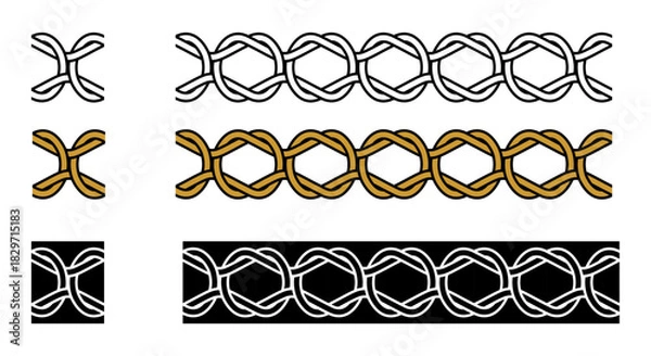 Obraz Nautical Knot Seamless Pattern Decorative Frame Border Ornament Vector Illustration Set