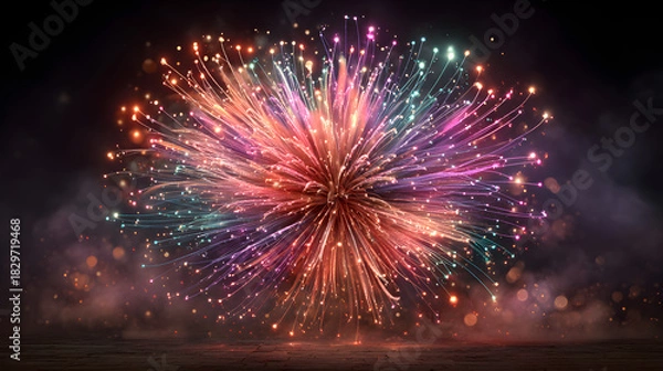 Fototapeta new year fireworks in the night sky