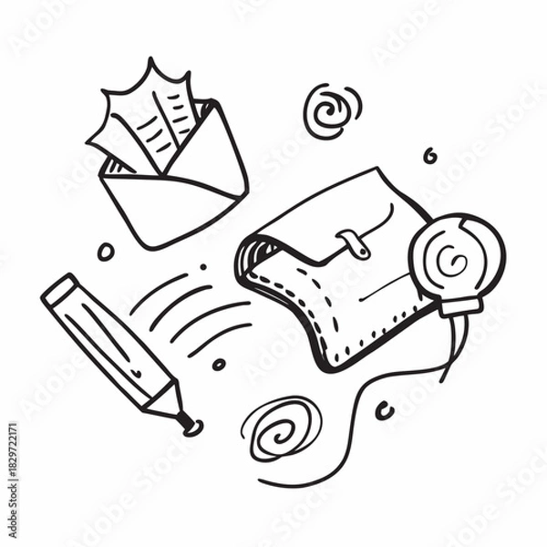 Obraz Minimalist Doodle Icon Set – Hand Drawn Line Art