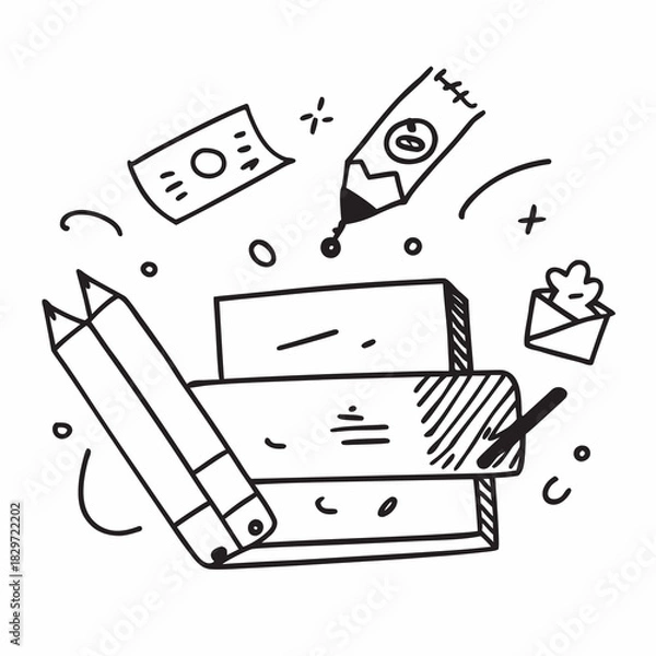 Obraz Minimalist Doodle Icon Set – Hand Drawn Line Art