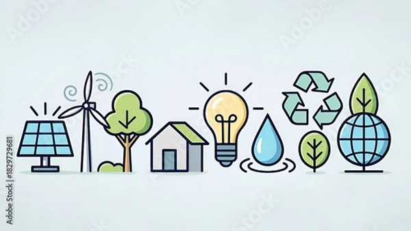 Fototapeta hand drawing light bulb with recycle symbol