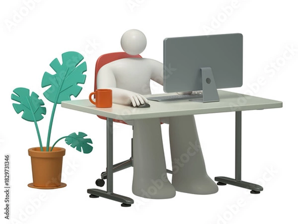 Fototapeta A man using a computer