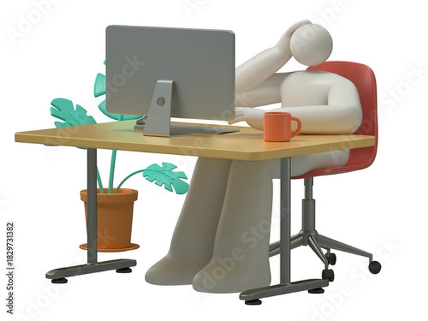 Fototapeta A man using a computer