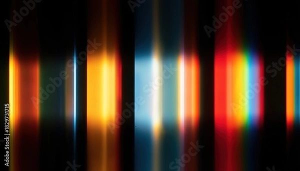 Fototapeta Blurful Warm Rainbow Crystal Light Leaks On Black: Defocused Abstract Retro Film Analog Effect For Photograph Overlay Or Screen Filter Usage.