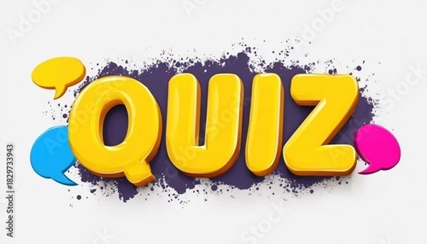 Fototapeta Quiz Logo Featuring Speech Bubble Symbols, Questionnaire Illustration, Quiz Button, Competition, Exam, Interview Modern Emblem  Against White Background