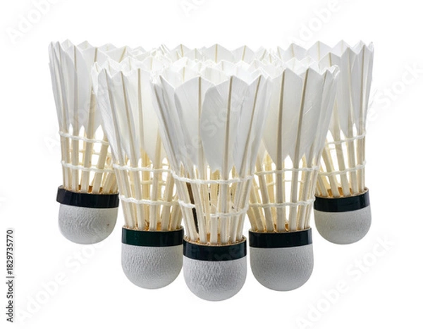 Fototapeta  Photorealistic Colorful Shuttlecock Set on Transparent Background.