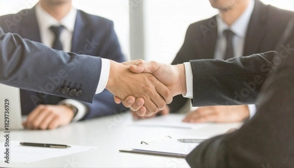 Obraz 握手をするビジネスマン（顔ナシ）