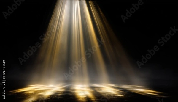 Fototapeta A Radiant Burst Of Golden Light: Shining Down, Illuminating The Darkness With A Soft, Ethereal Glow. Perfect For Creativity And Inspiration.