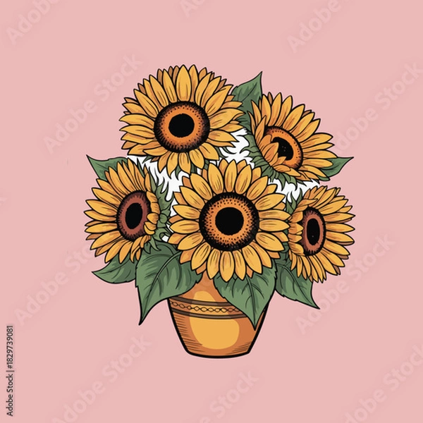 Obraz Bundle Flowers and Plant pots. illustration