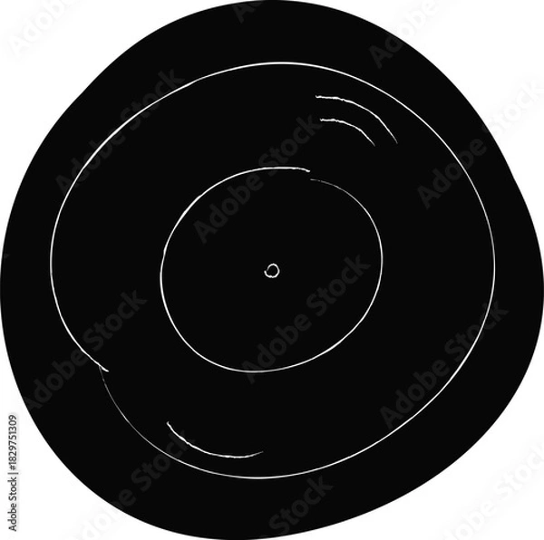 Obraz Vinyl record hand-drawn vector Illustration isolated on white background