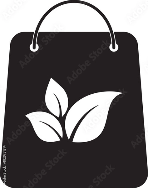 Obraz Eco-friendly shopping bag with leaves, vector icon