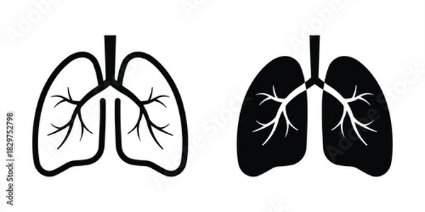Obraz Human lungs icons on white background