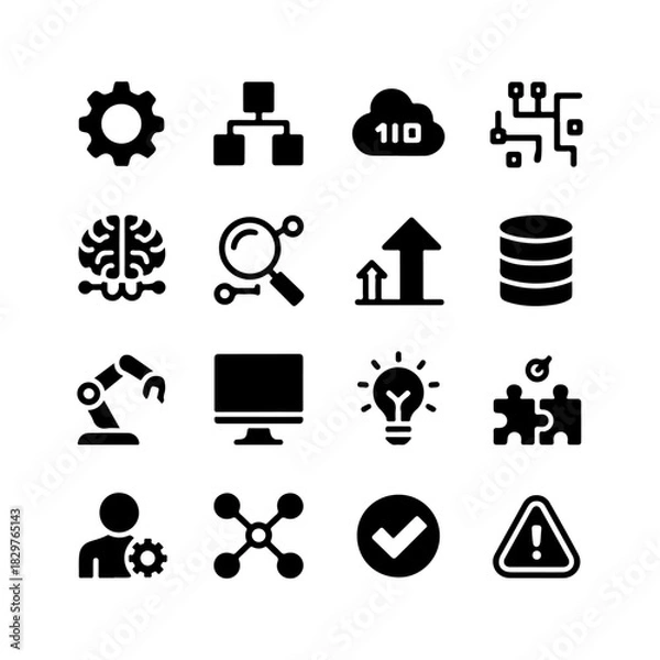 Obraz Algorithm Icon Set. Vector Design Pack Isolated on White Background. Grunge Stamp Vector Illustration.