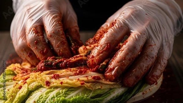 Obraz Kimchi being prepared