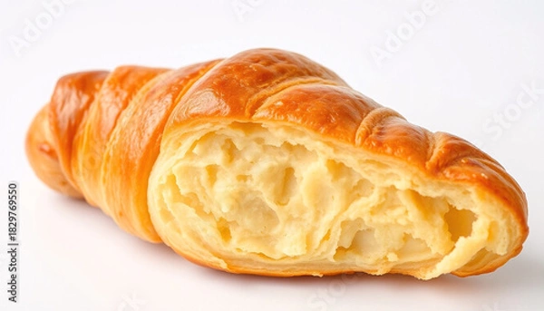Obraz Fresh French Butter Croissant on White Background