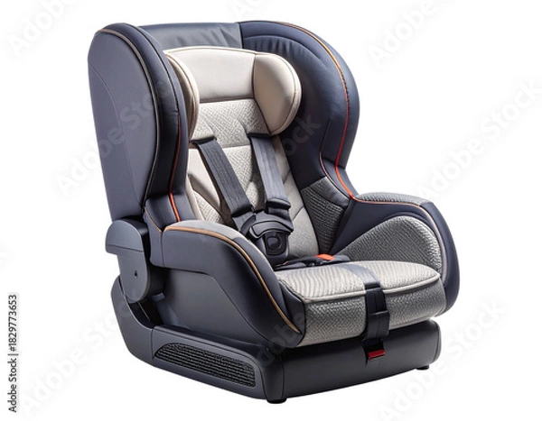Fototapeta Ergonomic Infant Car Seat with Side Protection Wings, Angled View, Isolated on Transparent Background.