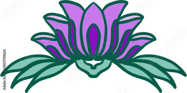 Fototapeta Korean Lotus Flower Pattern – Vector Illustration