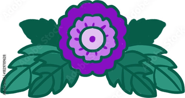 Fototapeta Korean Traditional Flower Motif – Purple Floral Ornament