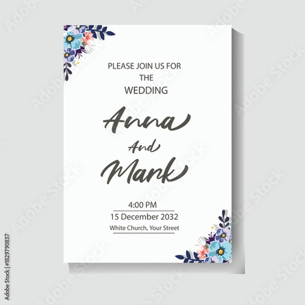 Obraz Hand drawn flat design wedding invitations
