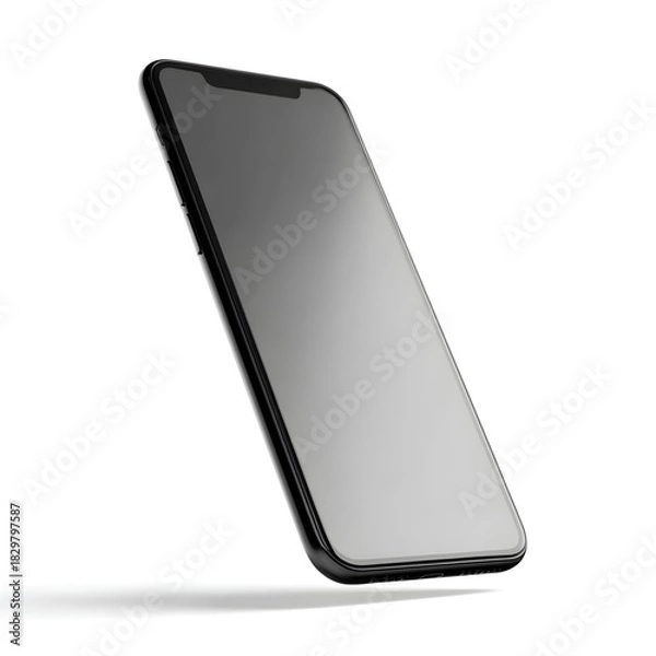 Fototapeta Black smartphone with empty screen mockup for technology design.